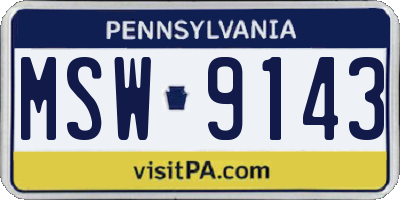 PA license plate MSW9143