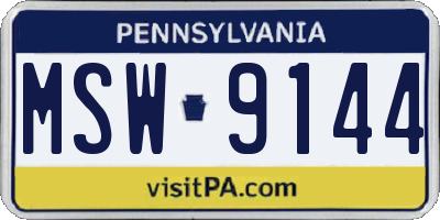 PA license plate MSW9144