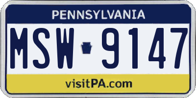 PA license plate MSW9147