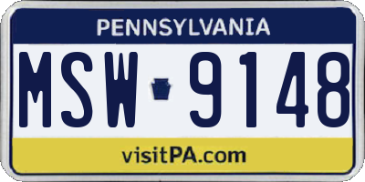 PA license plate MSW9148