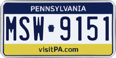 PA license plate MSW9151