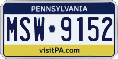 PA license plate MSW9152
