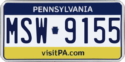 PA license plate MSW9155