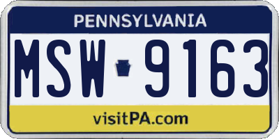 PA license plate MSW9163