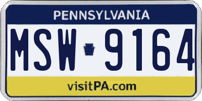 PA license plate MSW9164