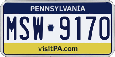 PA license plate MSW9170