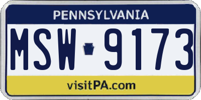 PA license plate MSW9173