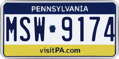 PA license plate MSW9174