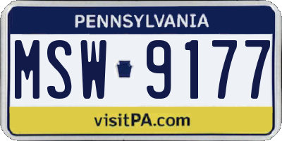 PA license plate MSW9177