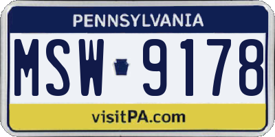 PA license plate MSW9178