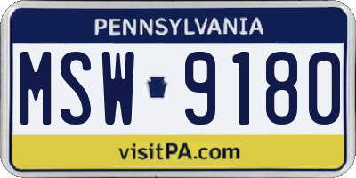 PA license plate MSW9180