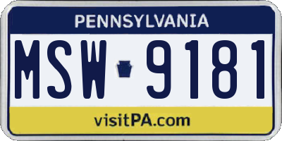 PA license plate MSW9181
