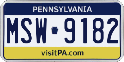 PA license plate MSW9182