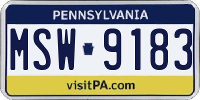PA license plate MSW9183