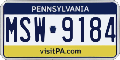 PA license plate MSW9184