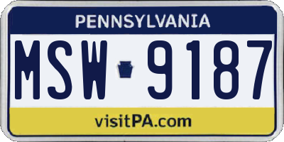 PA license plate MSW9187