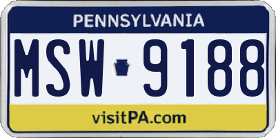 PA license plate MSW9188