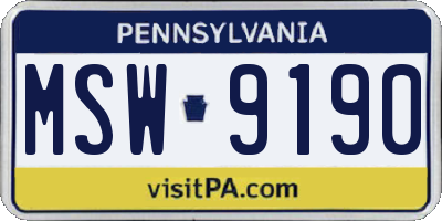 PA license plate MSW9190