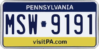 PA license plate MSW9191