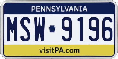 PA license plate MSW9196