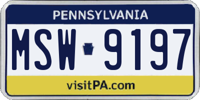 PA license plate MSW9197