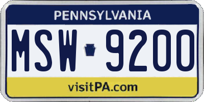 PA license plate MSW9200