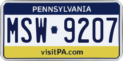 PA license plate MSW9207