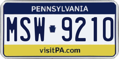 PA license plate MSW9210