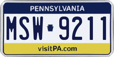 PA license plate MSW9211