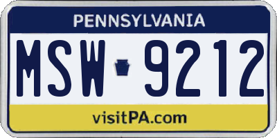PA license plate MSW9212