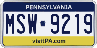 PA license plate MSW9219