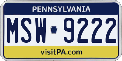 PA license plate MSW9222