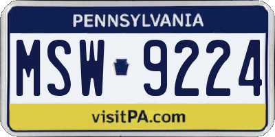 PA license plate MSW9224