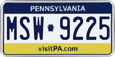 PA license plate MSW9225