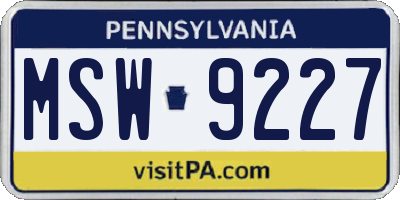 PA license plate MSW9227