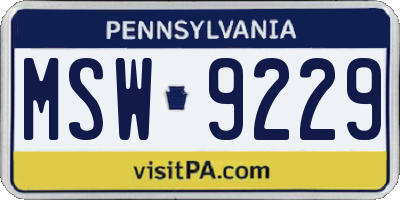 PA license plate MSW9229