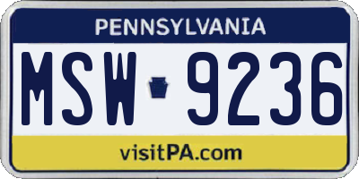 PA license plate MSW9236