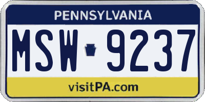 PA license plate MSW9237