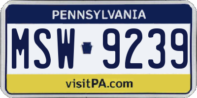 PA license plate MSW9239