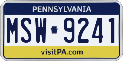 PA license plate MSW9241