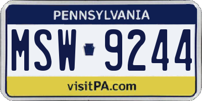 PA license plate MSW9244