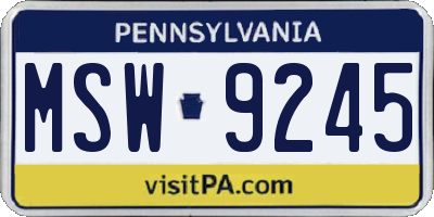 PA license plate MSW9245