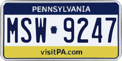 PA license plate MSW9247