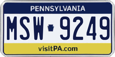 PA license plate MSW9249