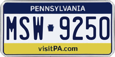 PA license plate MSW9250