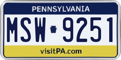 PA license plate MSW9251