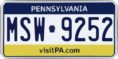 PA license plate MSW9252