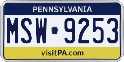 PA license plate MSW9253
