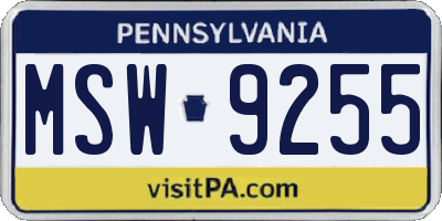 PA license plate MSW9255