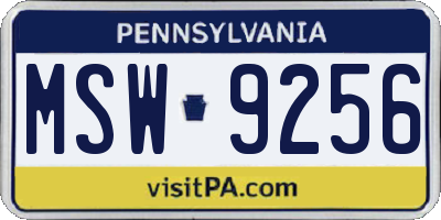 PA license plate MSW9256